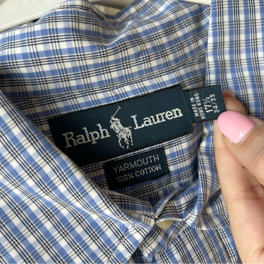 Ralph Lauren Men’s Blue Plaid Cotton Button-Up Shirt